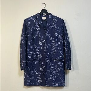 Talbots Navy Silk with Floral Design